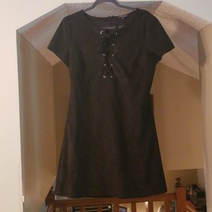 Worn once. Express Faux Suede Lace-up mini dress